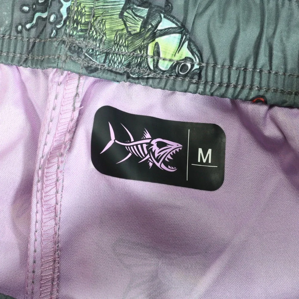Psycho Tuna Swim Trunks Mens M Charcoal Reel Em‎ In Bass Fishing Shorts Beach